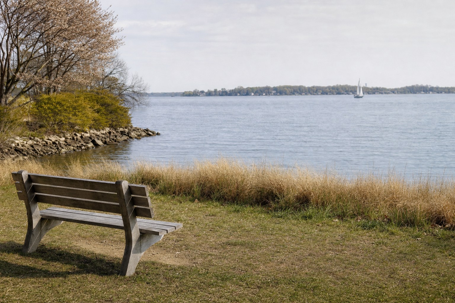 A calm waterfront path along the Severn River